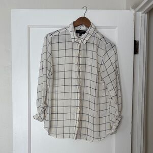 Banana Republic Cream and Black Grid Shirt